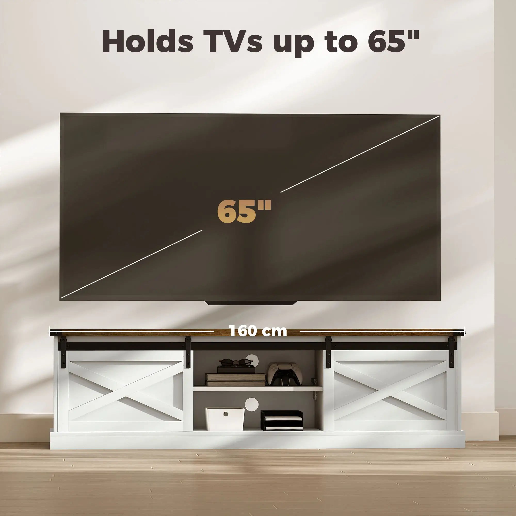 TV Stand For 65 Inch TVs, Entertainment Center With Shelves, White TV Stands at Gallery Canada