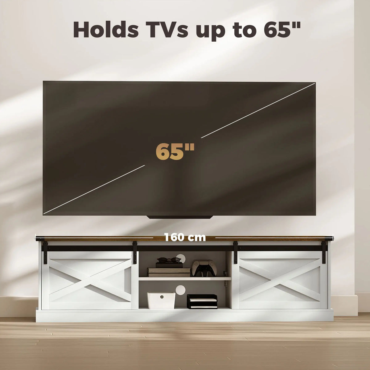 TV Stand For 65 Inch TVs, Entertainment Center With Shelves, White TV Stands at Gallery Canada