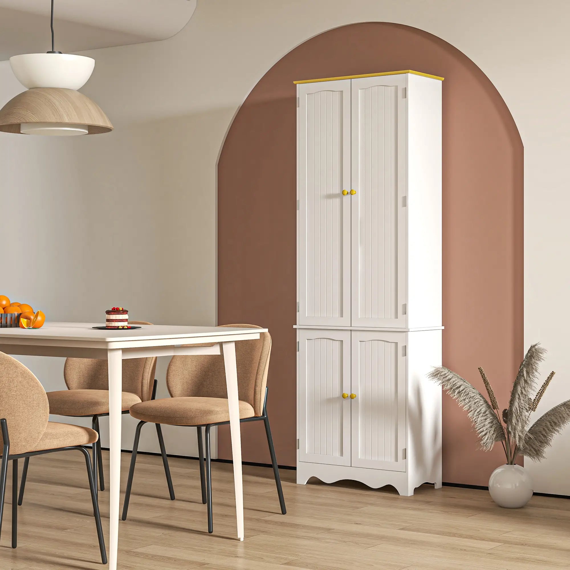 Freestanding Storage Cabinet, Kitchen Pantry with 4 Shelves, 4 Doors Kitchen Pantry Cabinets at Gallery Canada