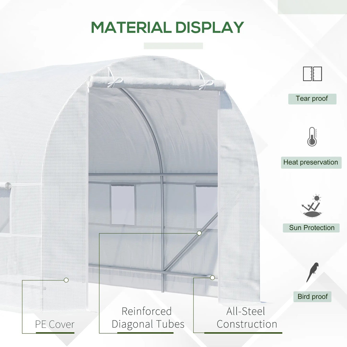 14.6x6.6x6.6ft Walk-in Greenhouse, Portable Garden Plant House, White Walk In Greenhouses at Gallery Canada