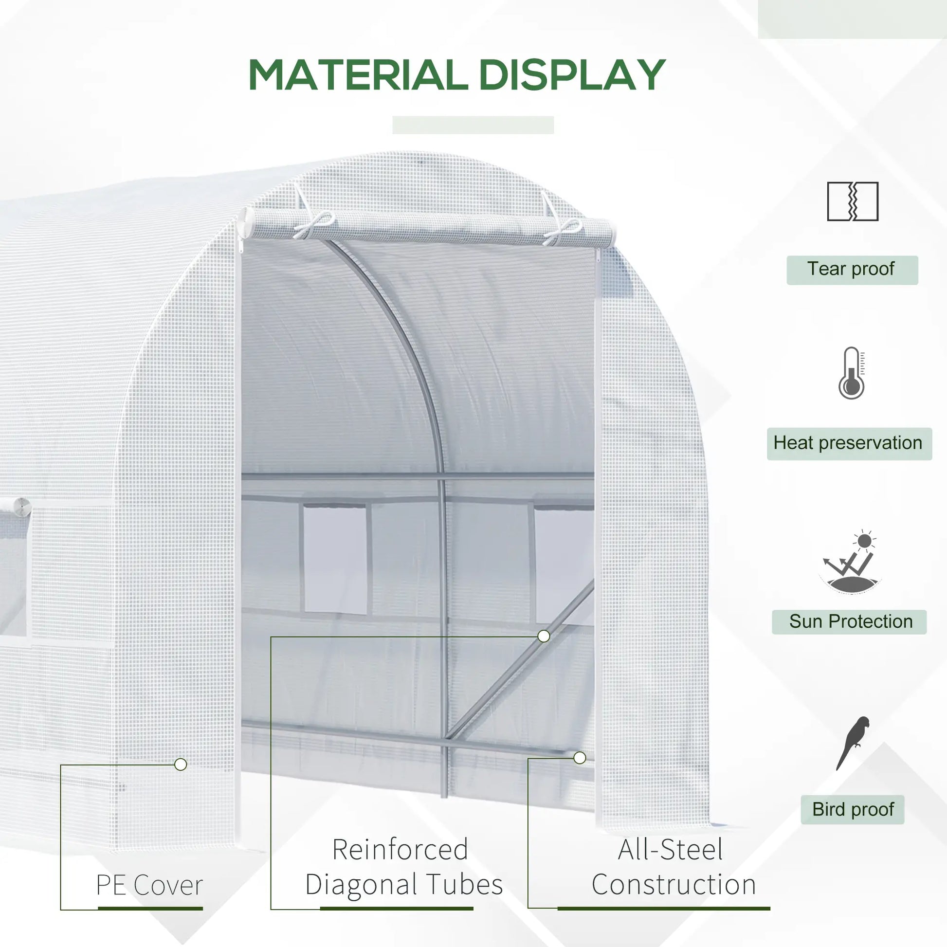 14.6x6.6x6.6ft Walk-in Greenhouse, Portable Garden Plant House, White Walk In Greenhouses at Gallery Canada