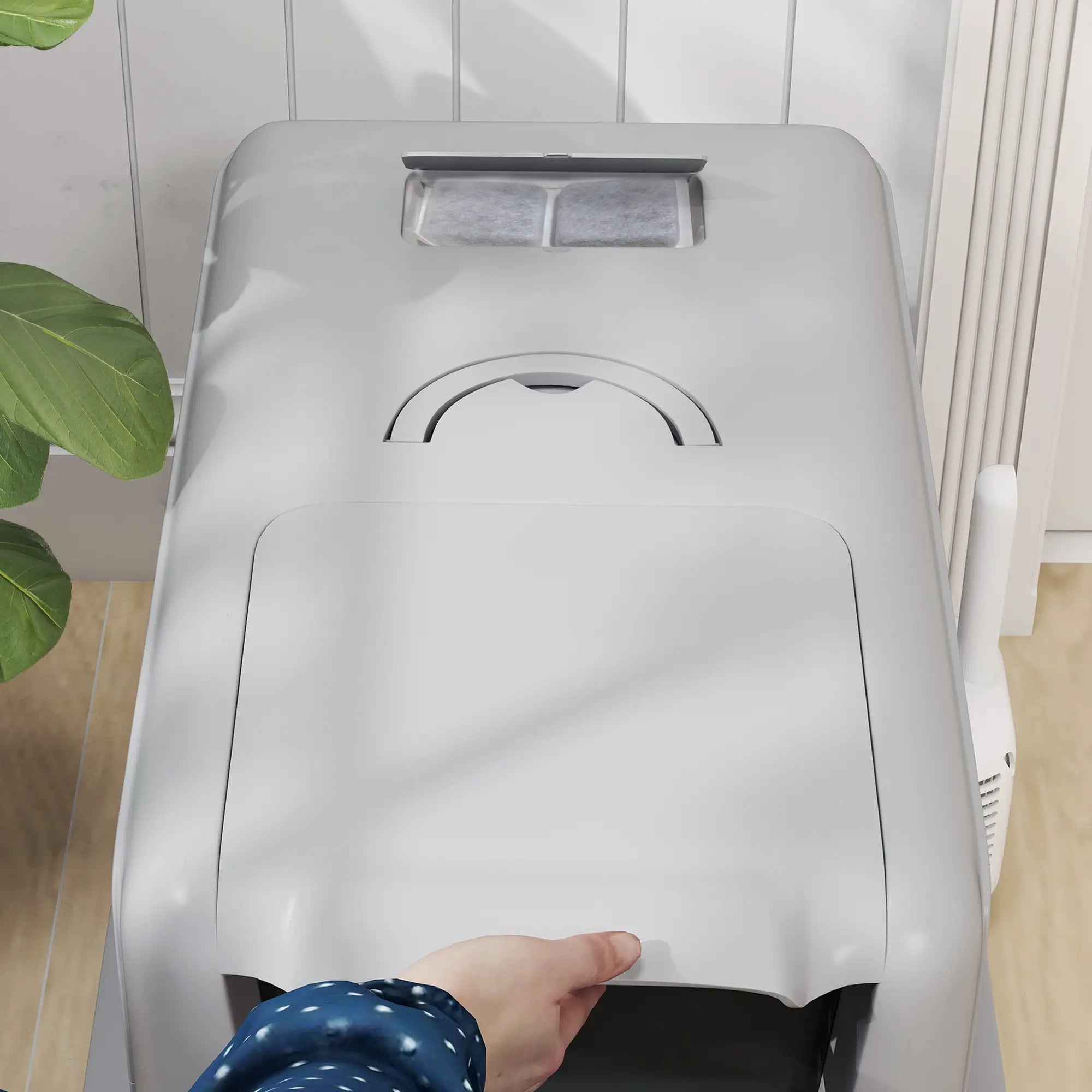 Stainless Steel Cat Litter Box, Removable Lid & Scoop, Grey Cat Litter Box Enclosures at Gallery Canada