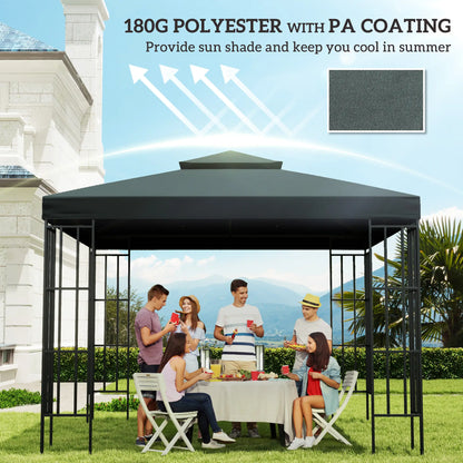 10' x 10' Square 2-Tier Gazebo Canopy, Charcoal Grey Gazebo Canopy Replacement at Gallery Canada