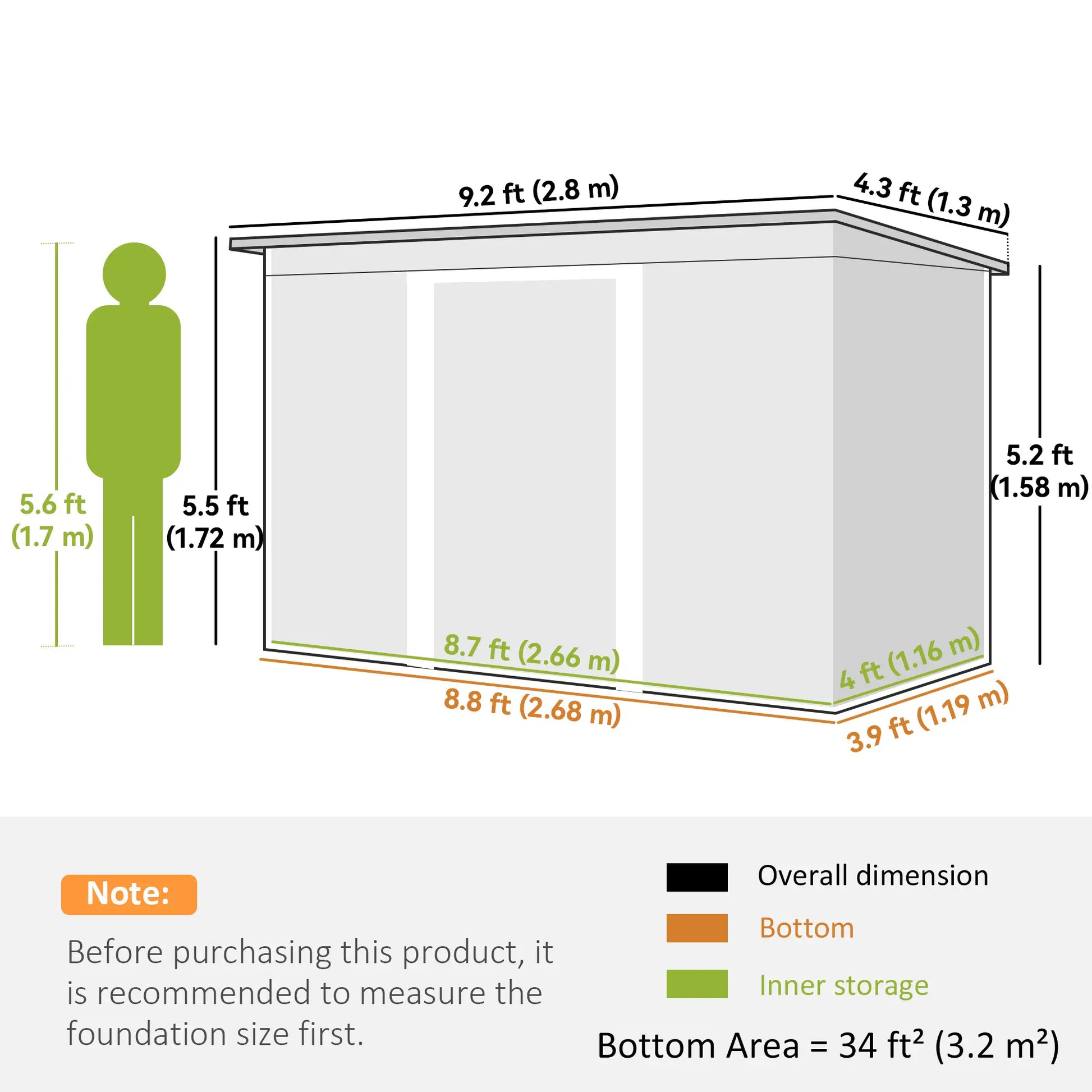 9' x 4' Metal Storage Shed, Foundation Kit, Ventilation, Light Grey Sheds at Gallery Canada