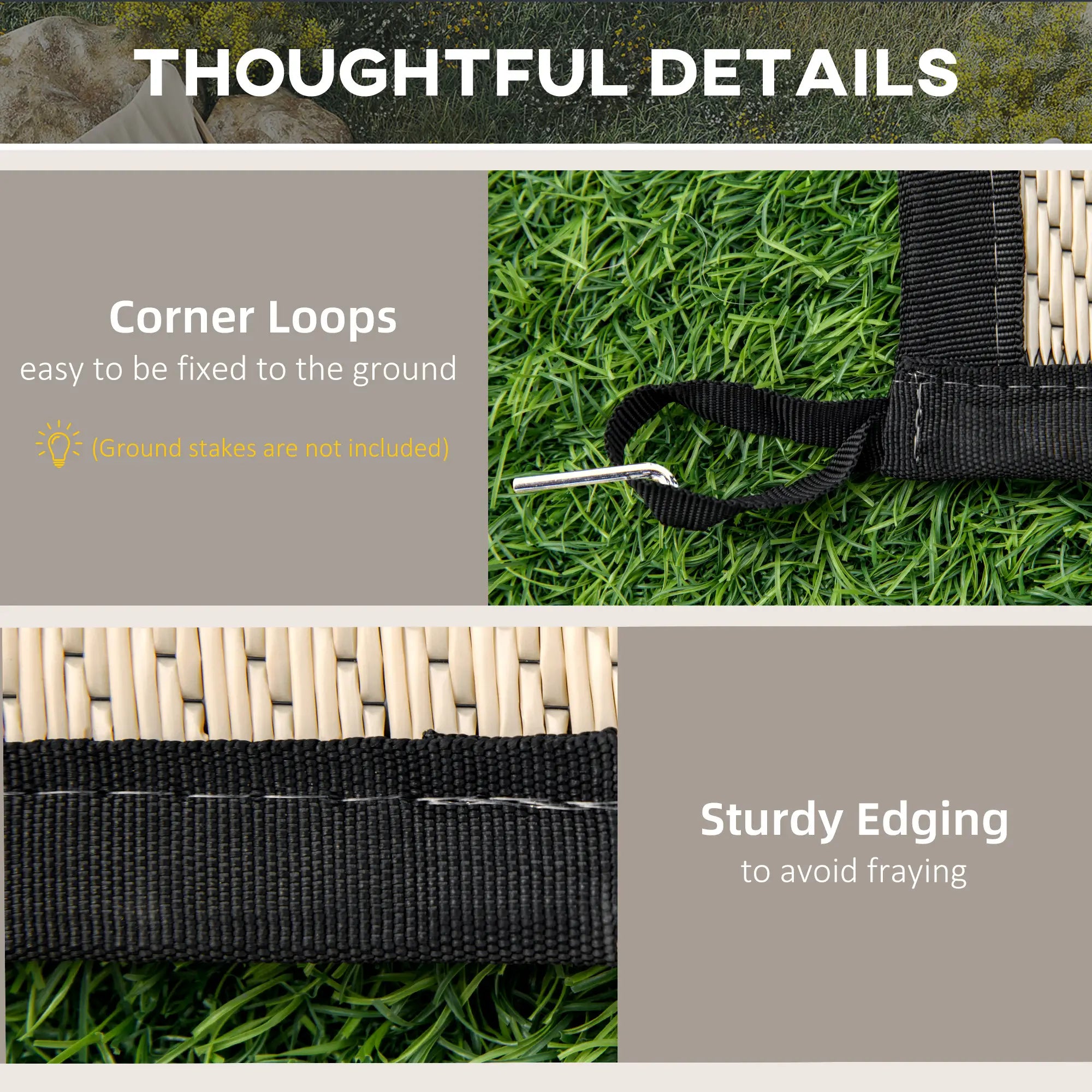 Reversible Outdoor RV Rug, 9' x 18', Patio Floor Mat, Black and Beige Outdoor Reversible Rugs at Gallery Canada