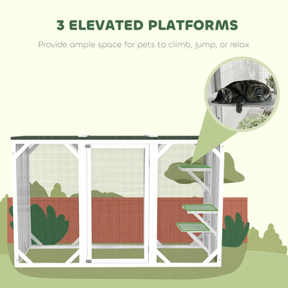 Outdoor Cat Enclosure, Waterproof Roof, Multi-Level Platforms, Lock, White Outdoor Cat Enclosures at Gallery Canada