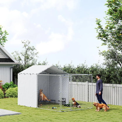 Galvanized Steel Dog Kennel, Waterproof UV-Resistant Cover, 13.1' x 7.5' x 7.5' Houses, Kennels & Pens at Gallery Canada