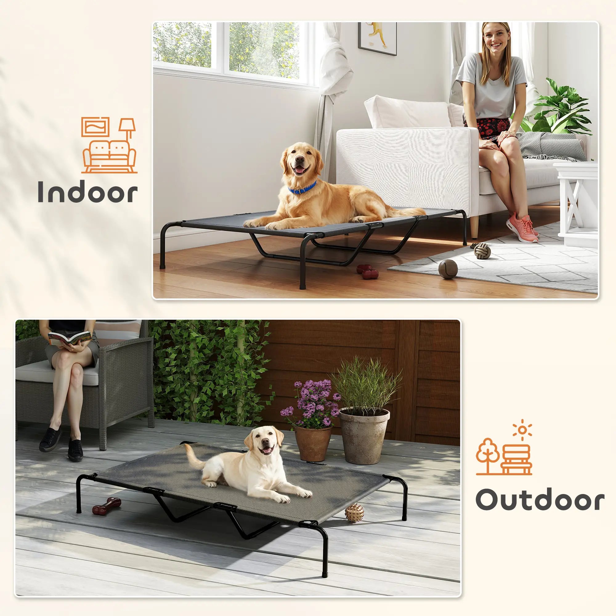 Elevated Dog Bed, Outdoor Dog Cot, Large Dogs, Breathable Mesh, Grey Elevated Dog Beds at Gallery Canada
