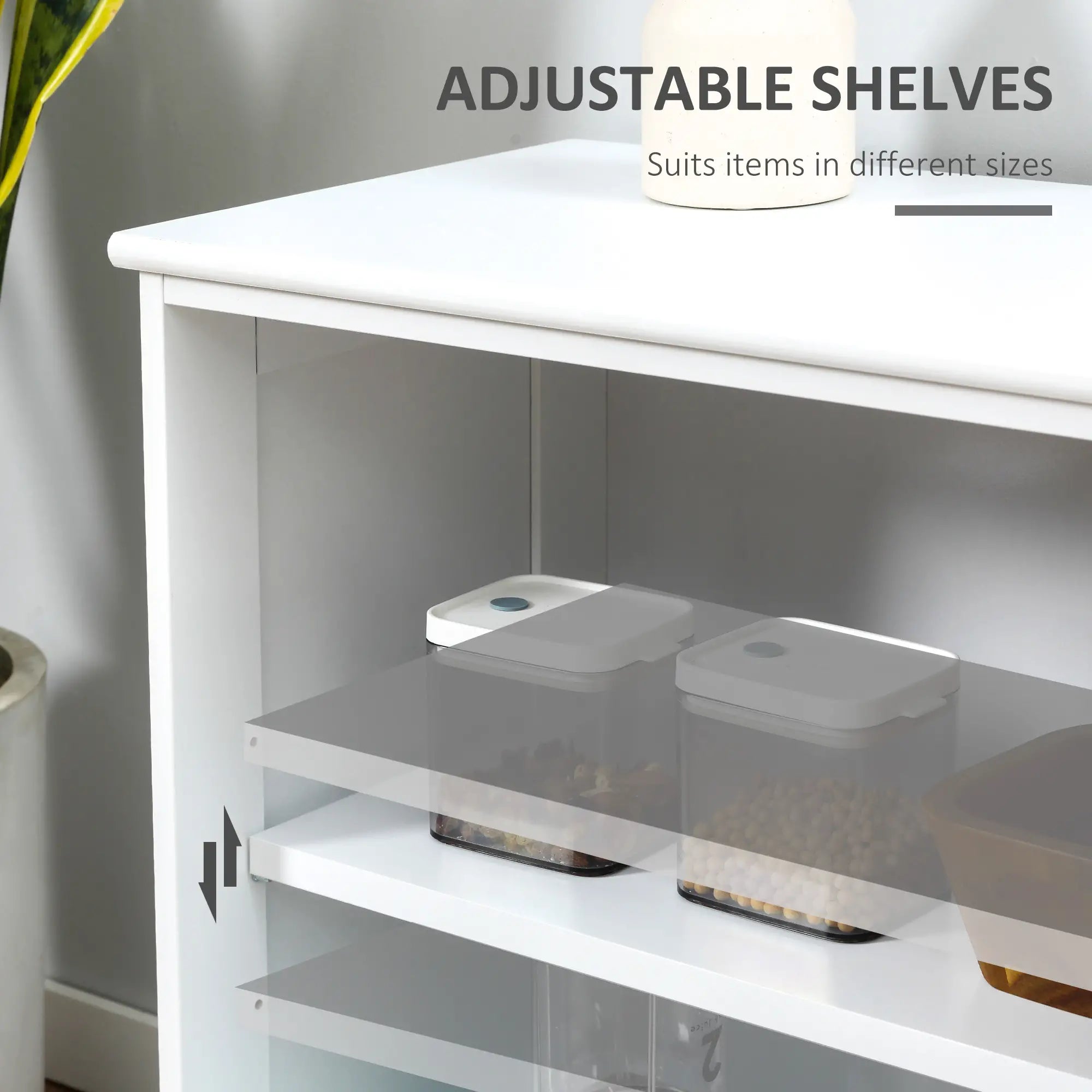 Modern Kitchen Sideboard, Stackable Storage Cabinet, Sliding Glass Door, White Bar Cabinets at Gallery Canada