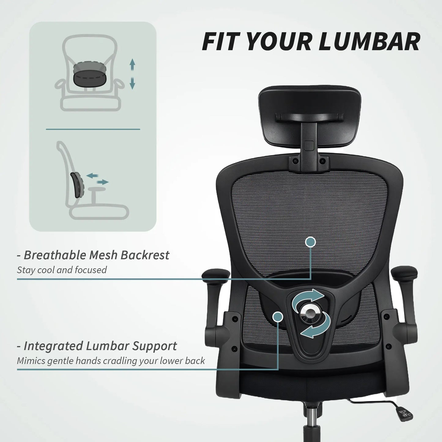 Ergonomic Office Chair, Mesh Desk Chair, Adjustable Headrest, Lumbar Support, Black Task Chairs at Gallery Canada