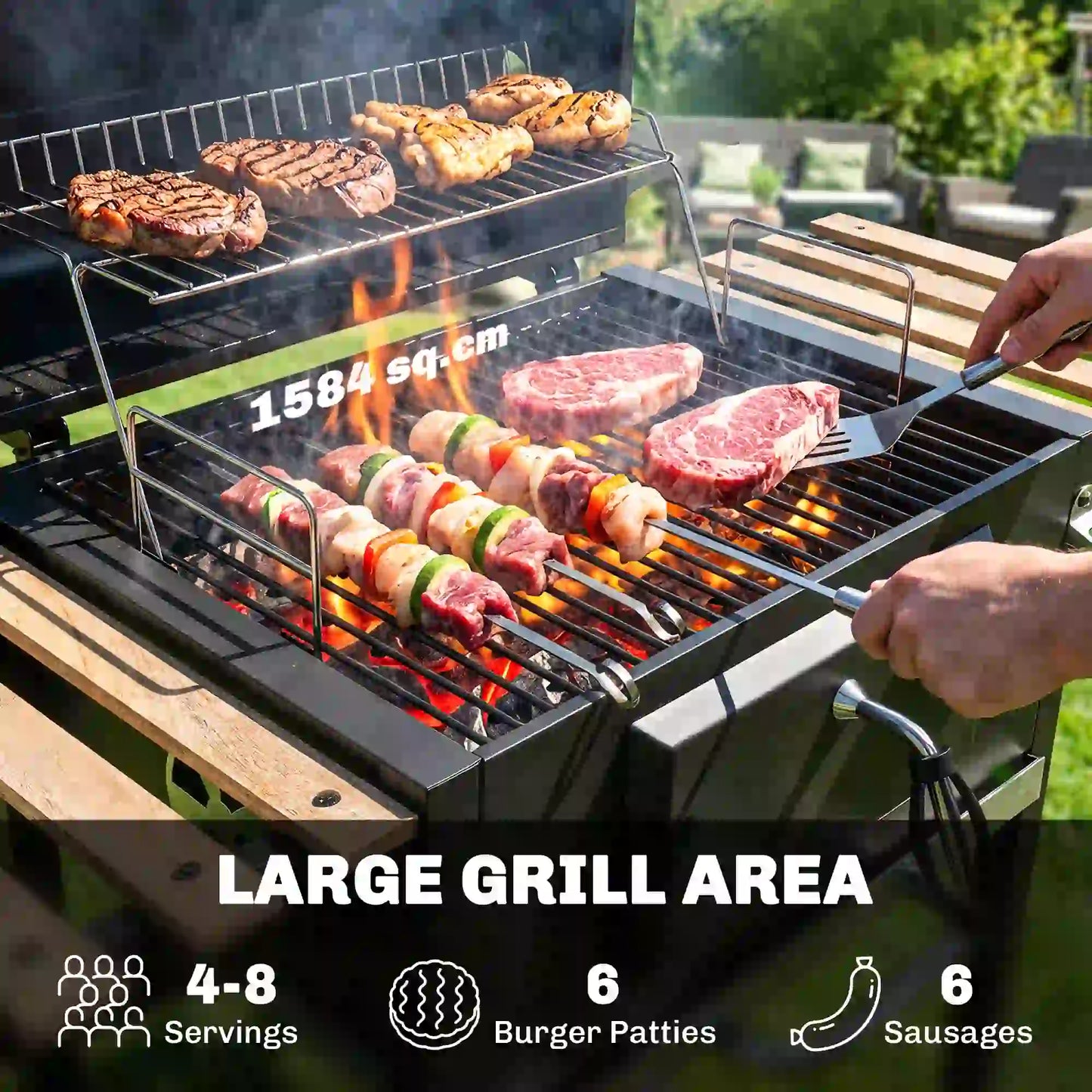 20" Charcoal BBQ Grill On Wheels, Adjustable Pan, Thermometer, Charcoal Charcoal BBQ Grils at Gallery Canada