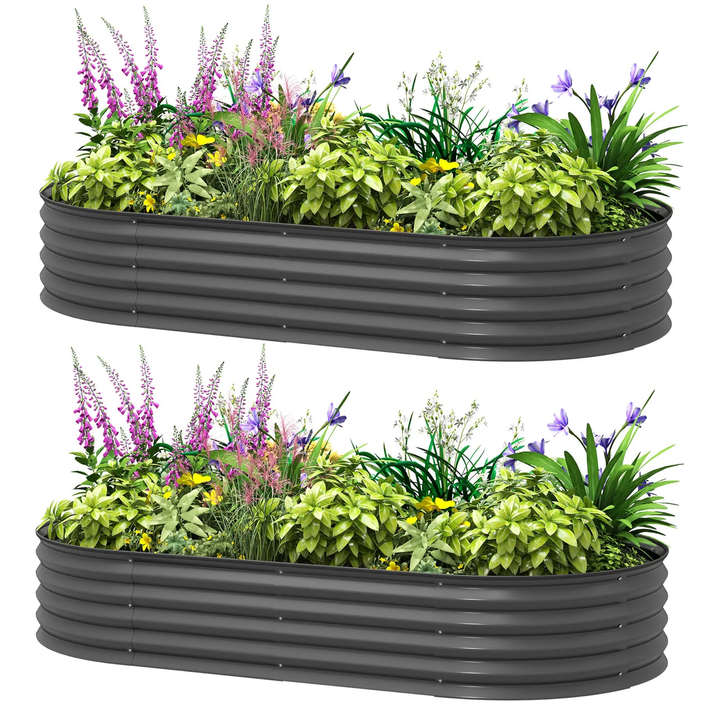 6' x 3' x 1' Galvanized Metal Raised Garden Bed Planter Box, Dark Grey Galvanized Planter Boxes Dark Grey at Gallery Canada