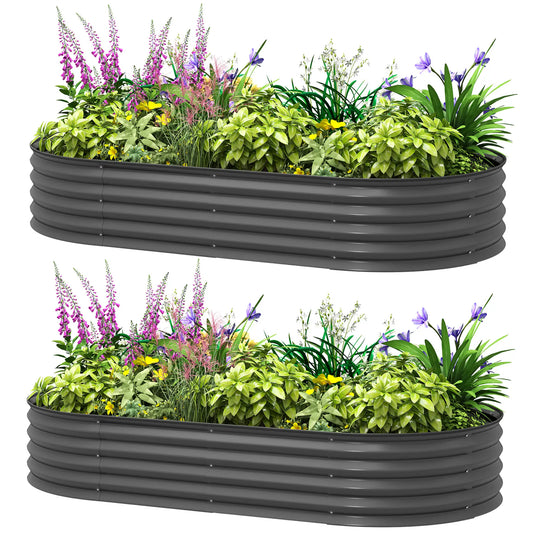 6' x 3' x 1' Galvanized Metal Raised Garden Bed Planter Box, Dark Grey Galvanized Planter Boxes Dark Grey at Gallery Canada