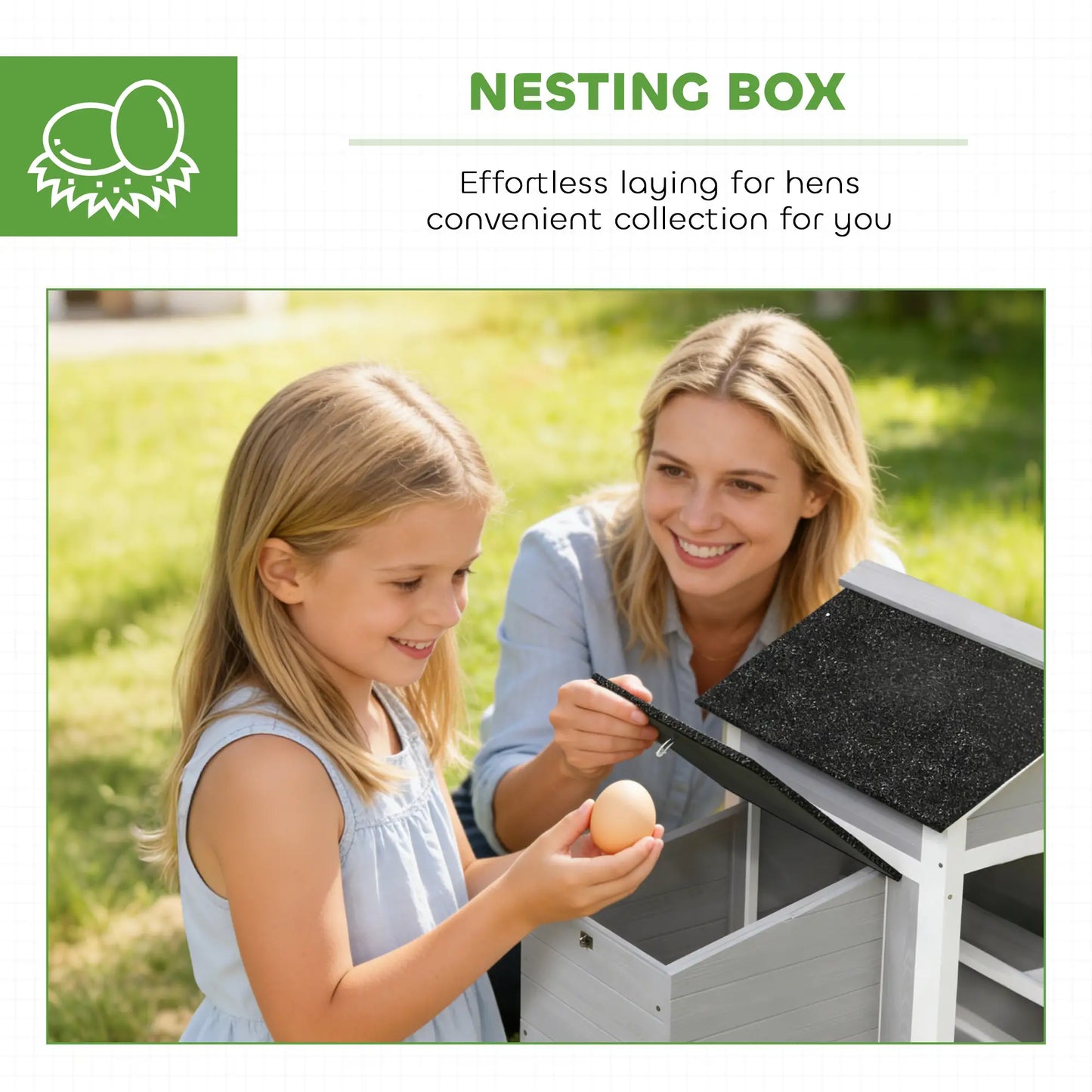 Wooden Chicken Coop With Nesting Box, Pull-Out Metal Tray, 36" x 25" x 27" Chicken Coops at Gallery Canada
