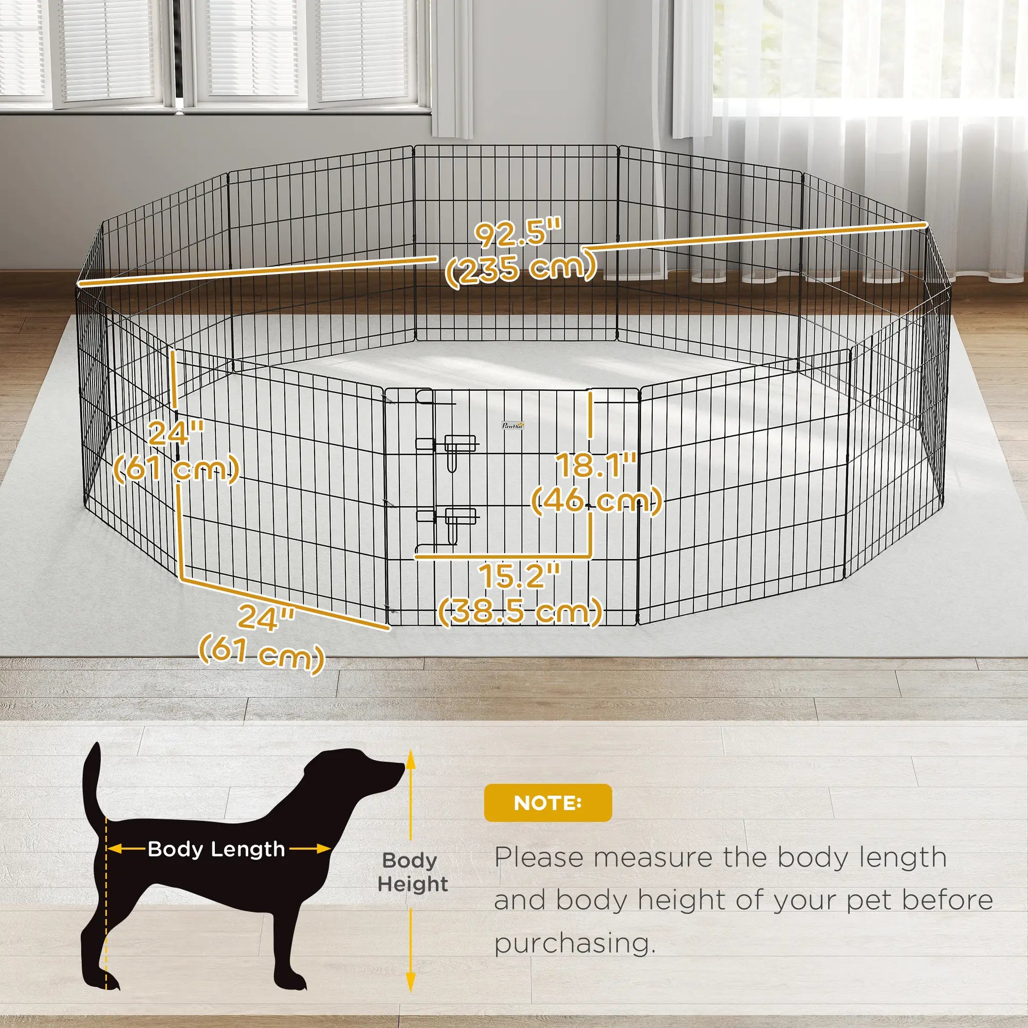 24 Inch Foldable Metal Pet Playpen, Dog Kennel Cage, 12 Panels Dog PlayPens at Gallery Canada