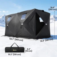 4 Person Pop-Up Ice Fishing Tent, Portable Shelter, Black