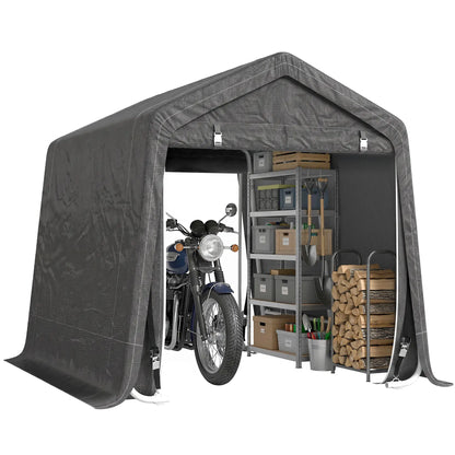 9.2' x 7.9' Garden Storage Tent, Metal Frame, Double Zipper Doors, Dark Grey Car Shelters Dark Grey at Gallery Canada