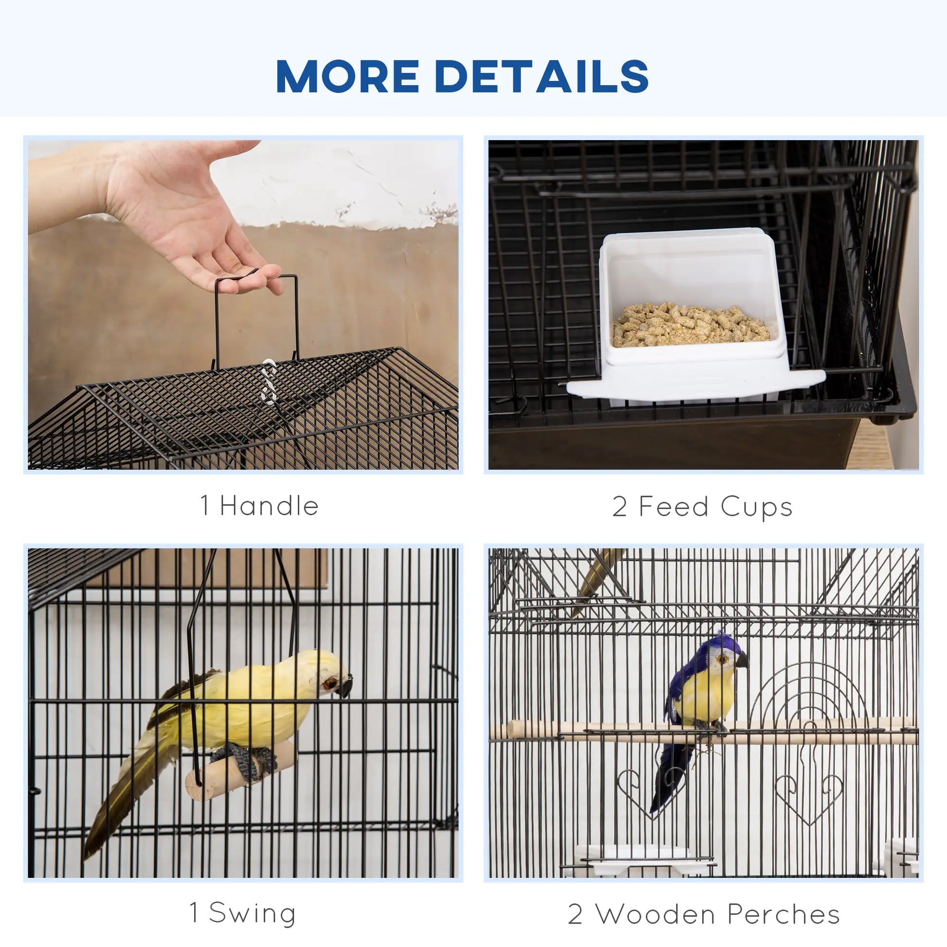 48" Bird Cage with Perch, Swing, Food Container, Slide-out Tray Bird Cages at Gallery Canada