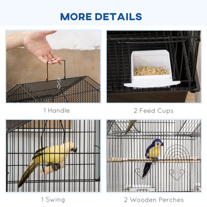 48" Bird Cage with Perch, Swing, Food Container, Slide-out Tray Bird Cages at Gallery Canada