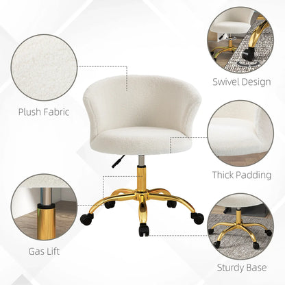 Armless Office Chair, Adjustable Height, Swivel Wheels, Mid Back, Gold Task Chairs at Gallery Canada