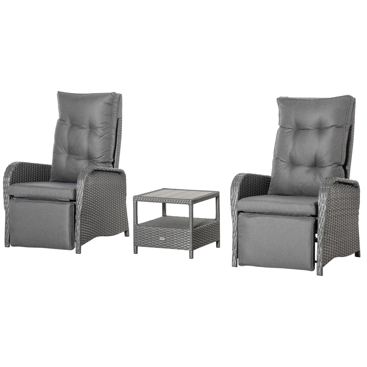 3 Pc Patio Wicker Bistro Set, PE Rattan Table, Adjustable Chairs, Grey Bistro Sets at Gallery Canada