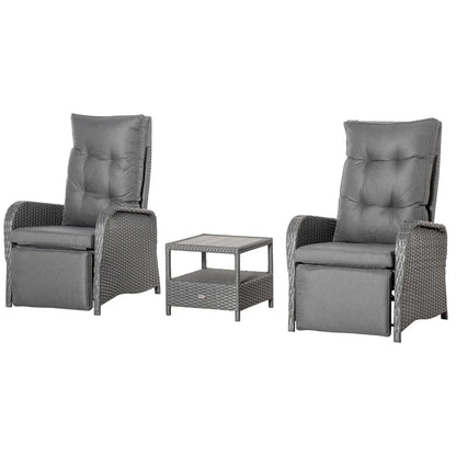 3 Pc Patio Wicker Bistro Set, PE Rattan Table, Adjustable Chairs, Grey Bistro Sets at Gallery Canada