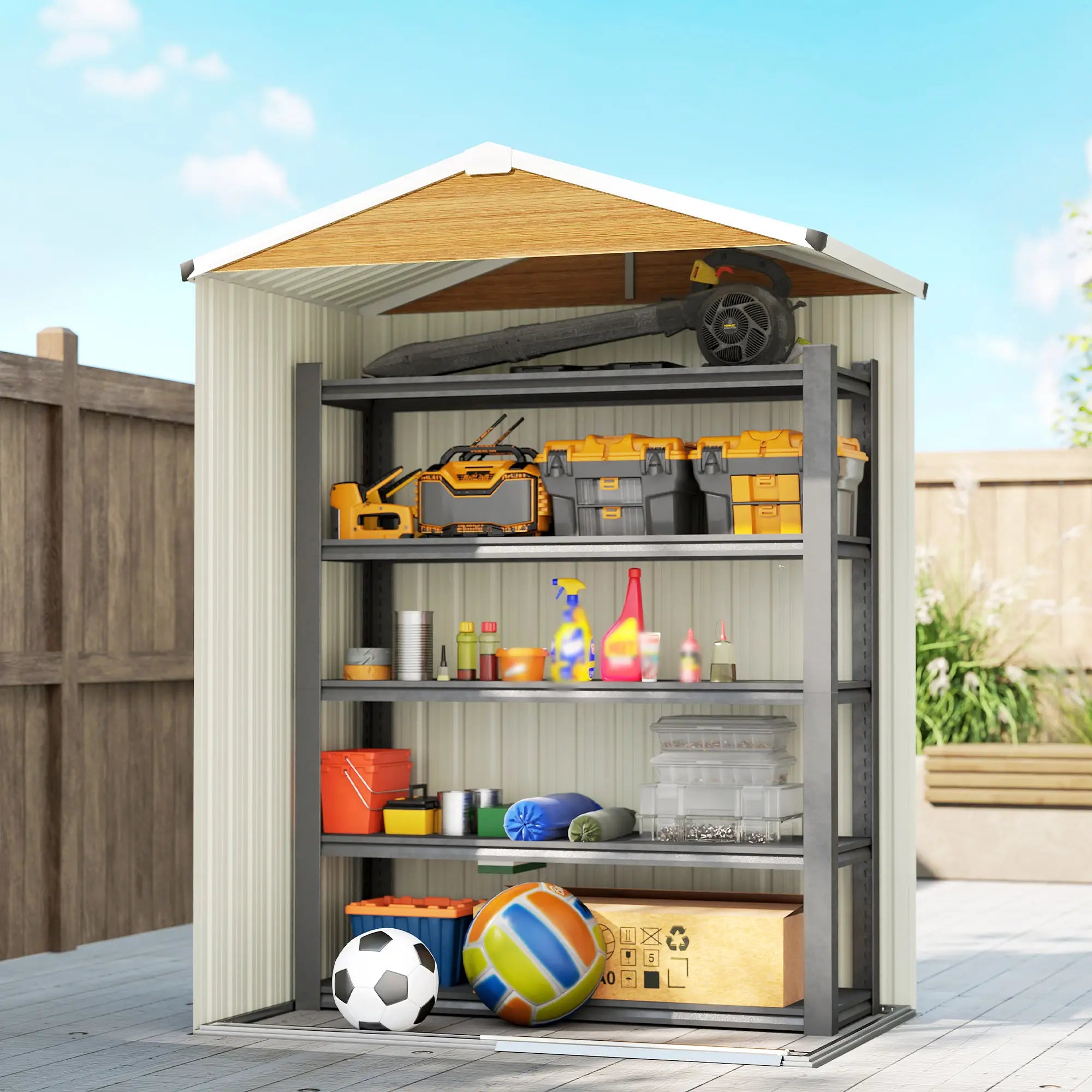 4.5 x 3ft Metal Garden Shed, Waterproof Outdoor Storage, Lockable Door Sheds at Gallery Canada