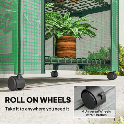 Portable Greenhouse, 4 Tier Shelves, PE Cover, Green Walk In Greenhouses at Gallery Canada