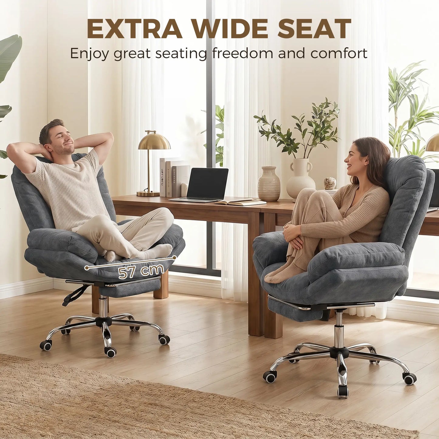 Criss Cross Chair With Wheels, Waterfall Armrests, Dark Grey, Dark Grey