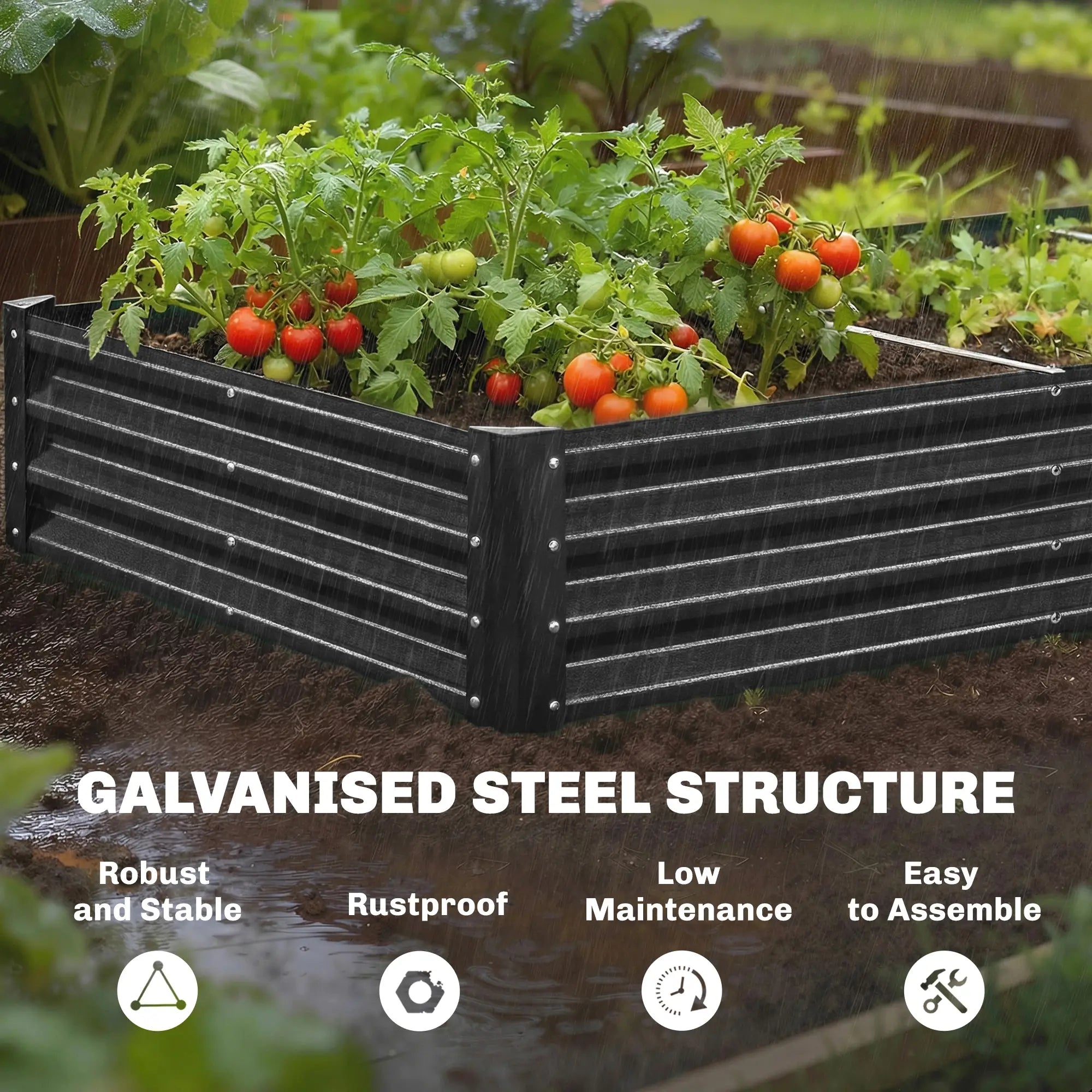 12x4x1ft Galvanized Raised Garden Bed, Reinforced Outdoor Planter Box, Black Galvanized Planter Boxes at Gallery Canada