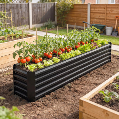 8 x 1.3 x 1.5ft Galvanized Raised Garden Bed, Reinforced Planter Box, Black Galvanized Planter Boxes at Gallery Canada
