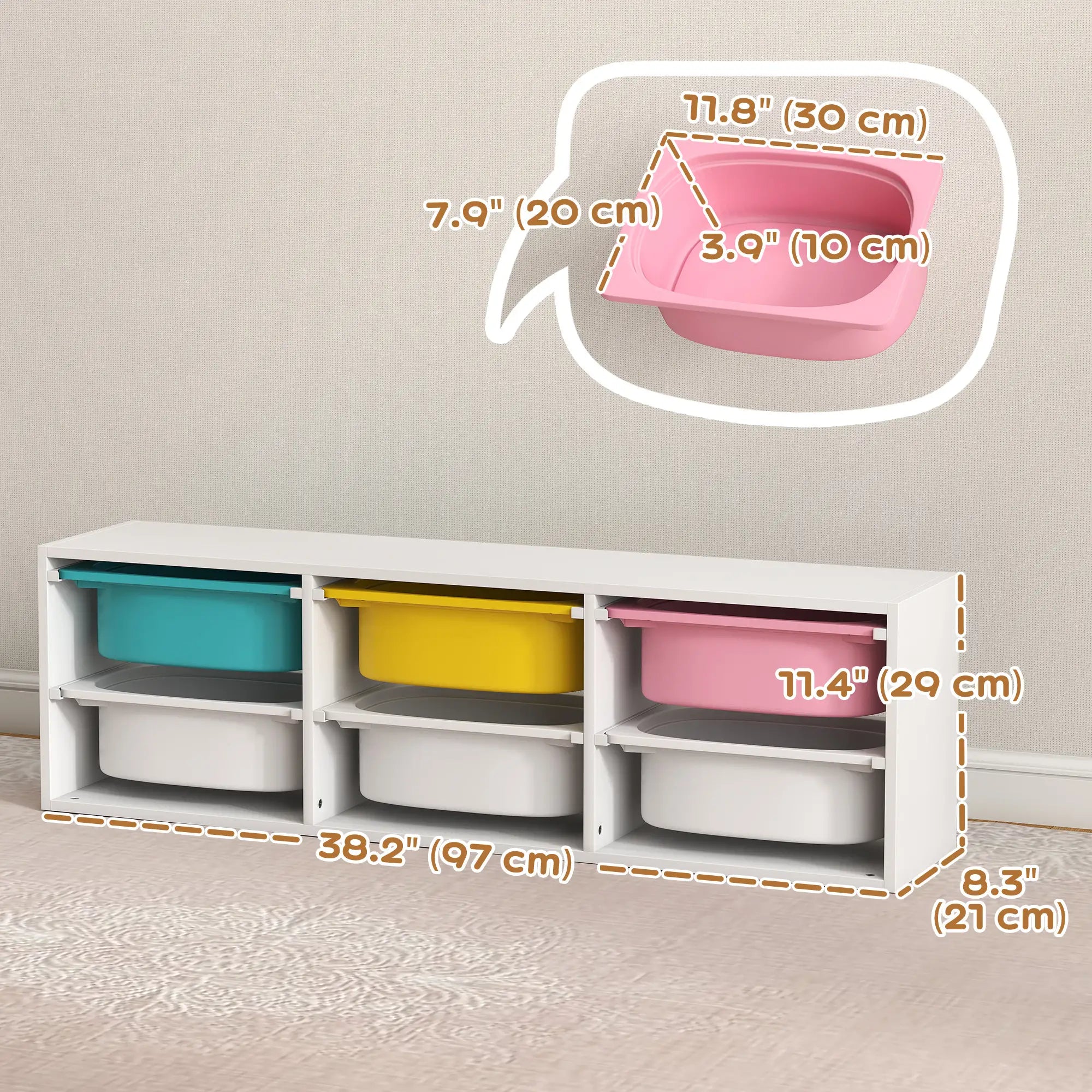 Kids Toy Storage Organizer with 6 Removable Plastic Bins Bookshelves & Bookcases at Gallery Canada