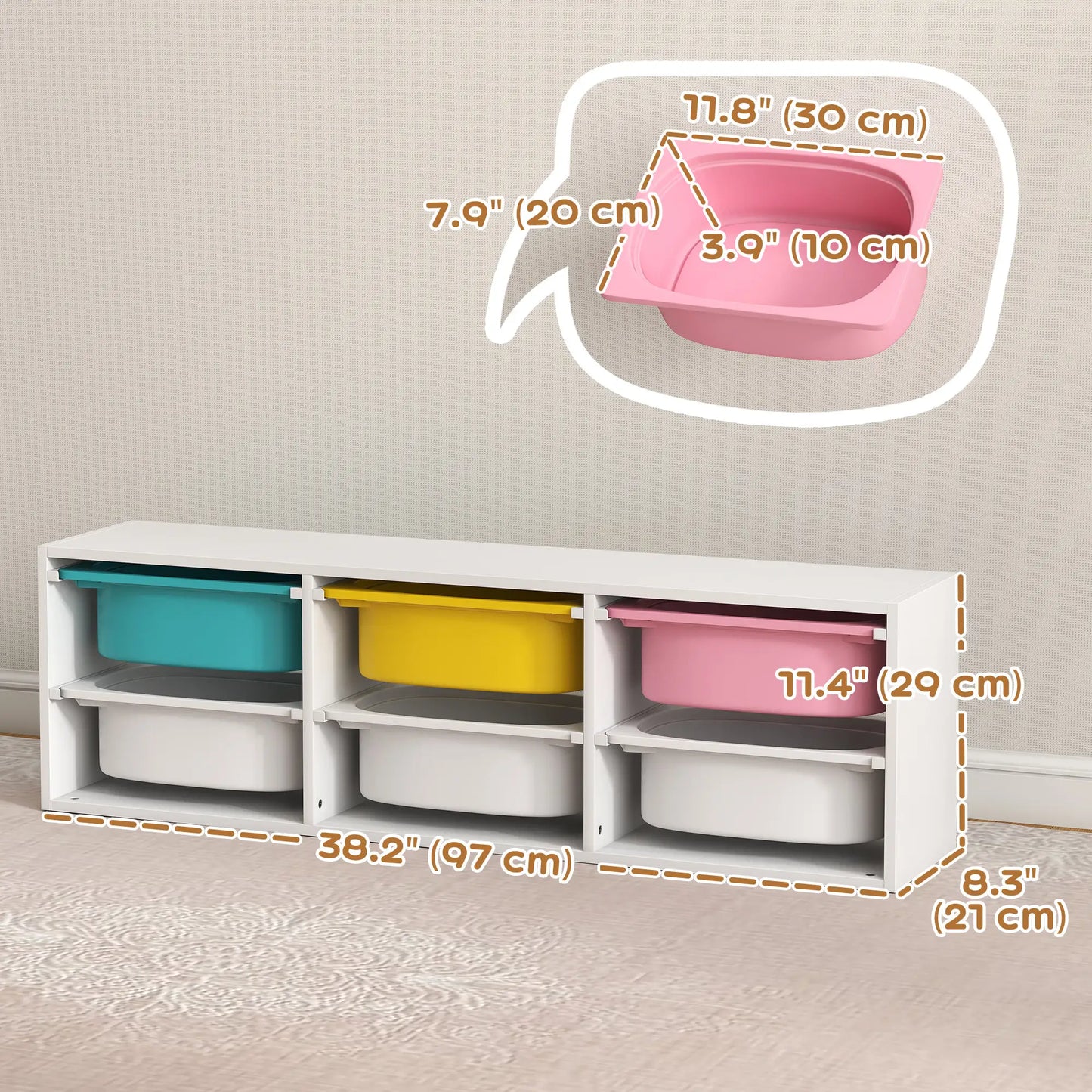 Kids Toy Storage Organizer with 6 Removable Plastic Bins Bookshelves & Bookcases at Gallery Canada
