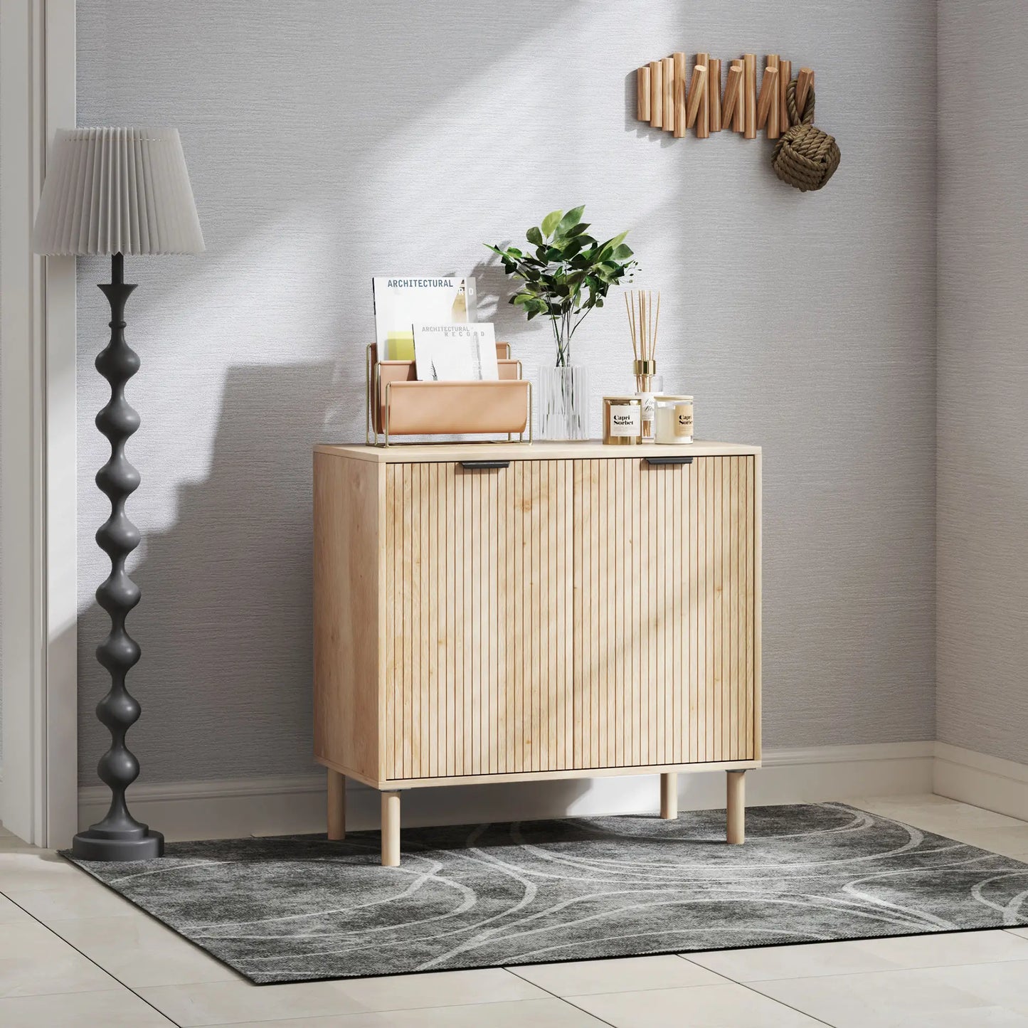 Accent Cabinet with Doors, Adjustable Shelf, Wood Legs, Oak Storage Cabinets at Gallery Canada