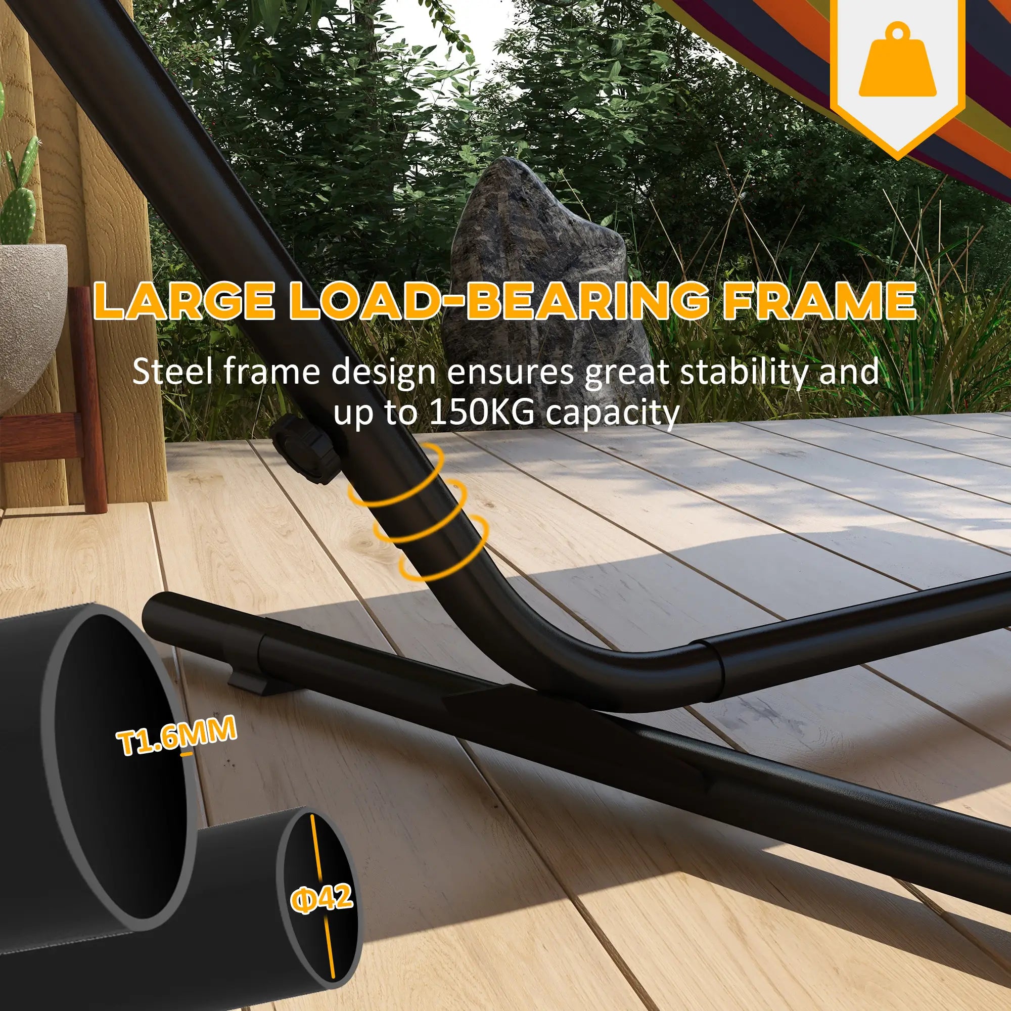 10' Hammock Stand With Side Tray, Steel Frame, Black Hammock Stands at Gallery Canada