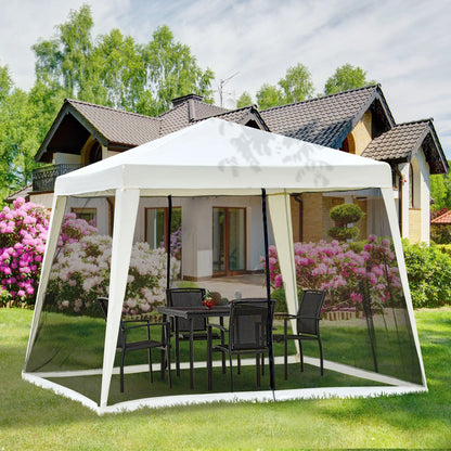 10x10ft Party Tent Canopy with Netting, Outdoor Gazebo, Beige Canopy Tents at Gallery Canada
