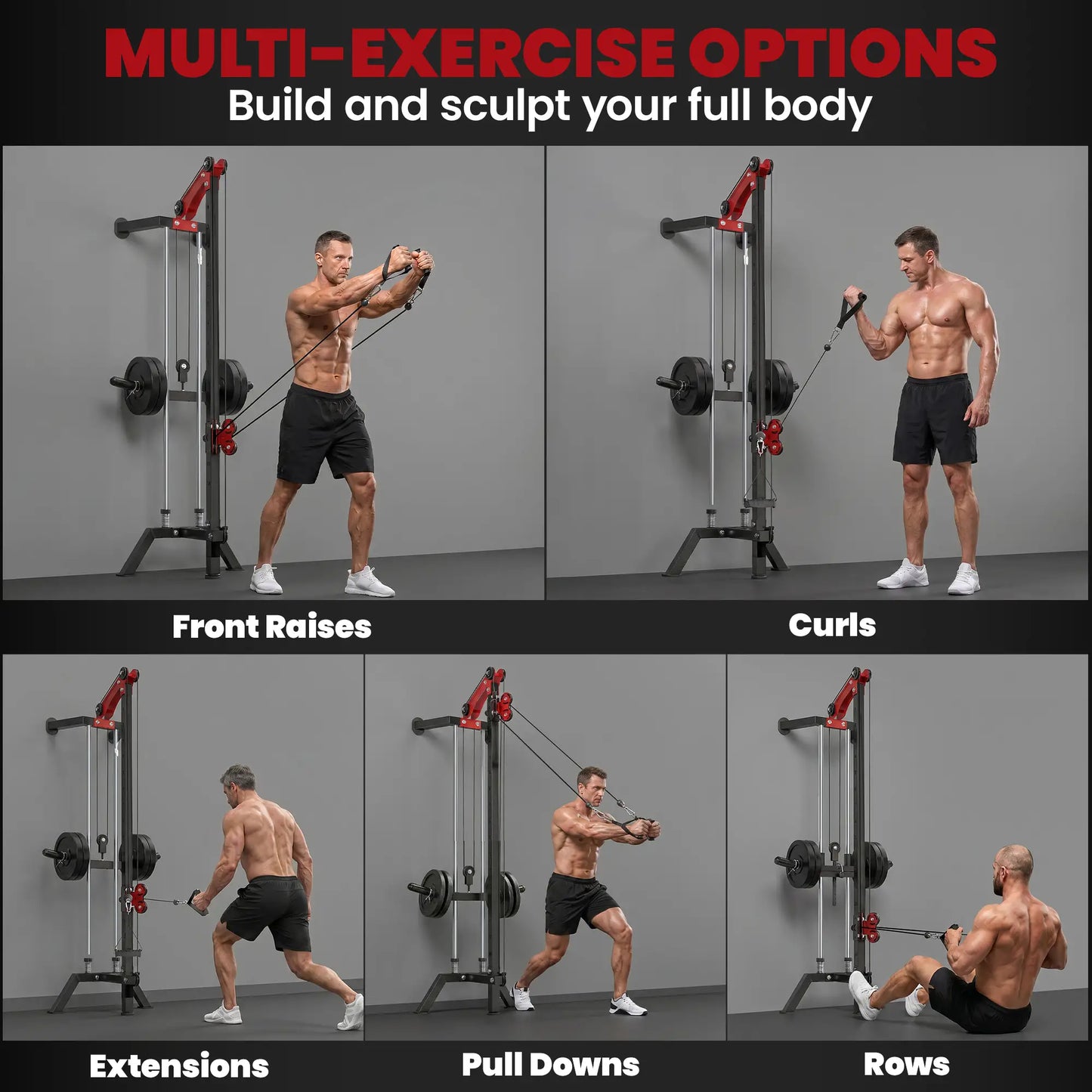 Wall Mount Cable Station, 16 Positions Adjustable Pulley Machine, Cable Crossover Machine with Lat Pulldown Bar Strength Training Equipment at Gallery Canada