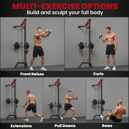 Wall Mount Cable Station, 16 Positions Adjustable Pulley Machine, Cable Crossover Machine with Lat Pulldown Bar Strength Training Equipment at Gallery Canada