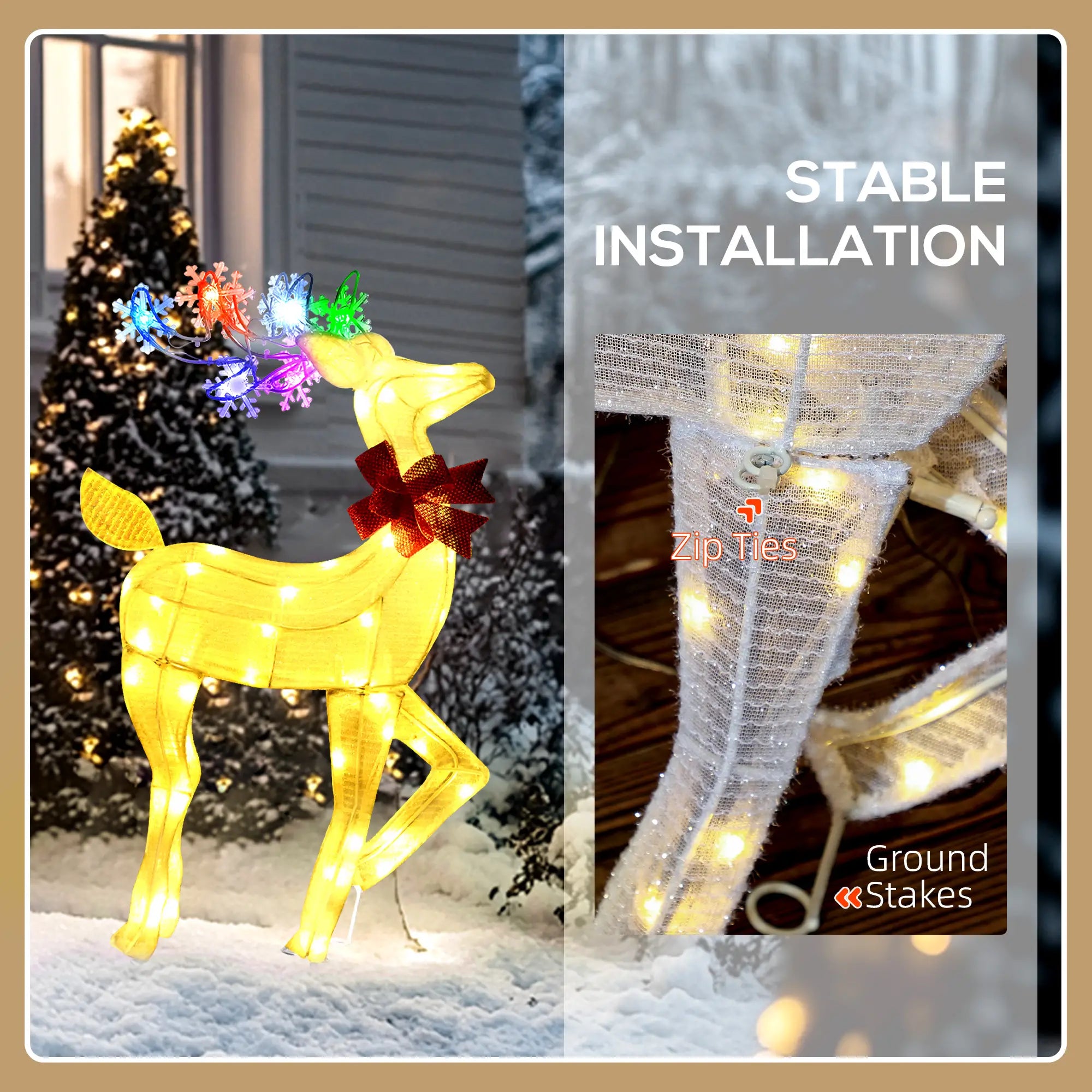Light Up Reindeer Yard Decoration, Indoor Outdoor Garden Lawn, White Christmas Deer Lights at Gallery Canada