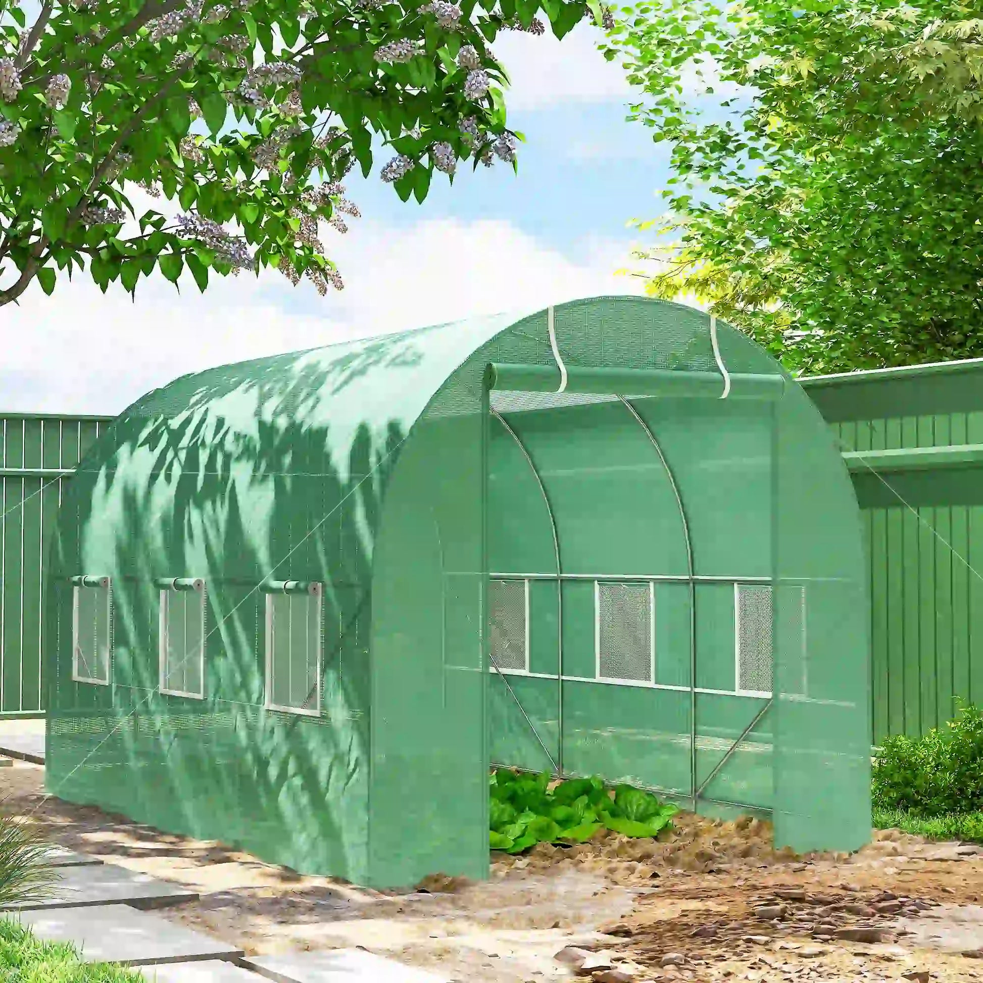 11.5' x 6.6' x 6.6' Walk-in Greenhouse, PE Cover, Roll Up Door, Windows, Green Walk In Greenhouses at Gallery Canada