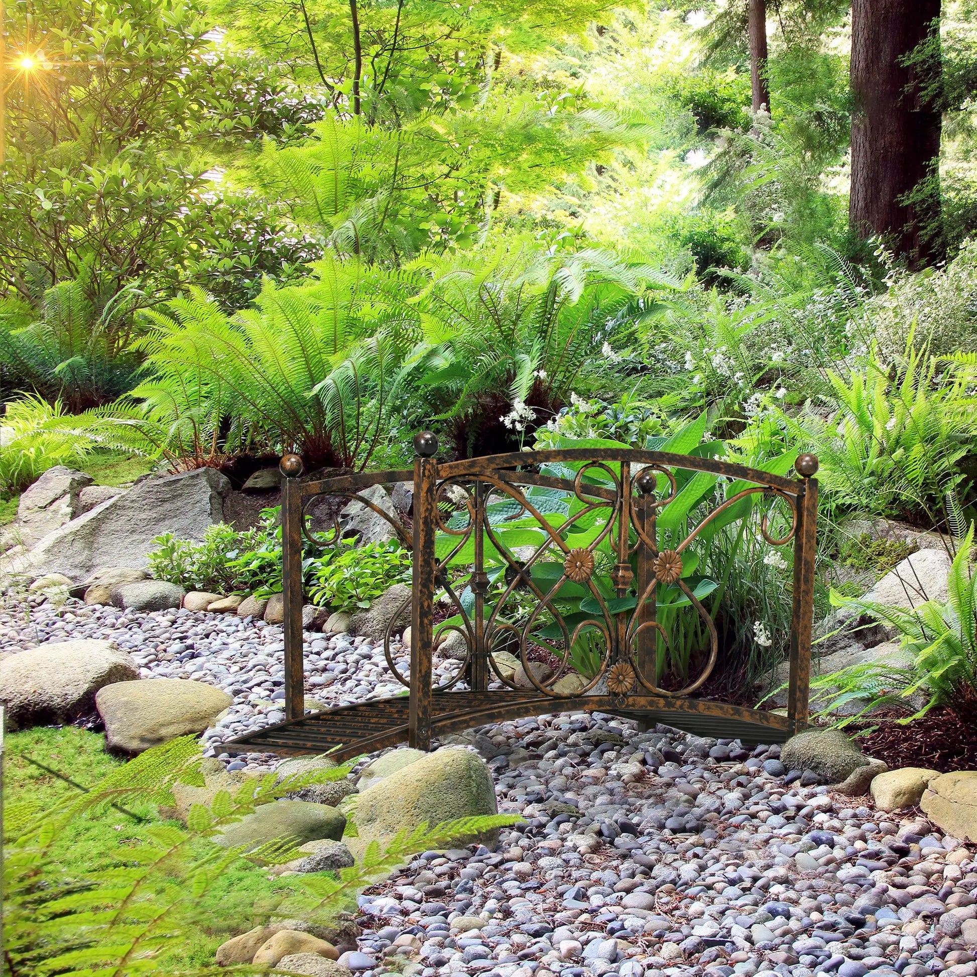 Garden Bridge 3.3FT, Decorative Backyard Pond Bridge, Brown Garden Decor at Gallery Canada