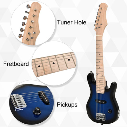 30 Inch Kids Electric Guitar, 3/4 Size, Starter Kit, Blue/Black Electronic Musical Pianos at Gallery Canada