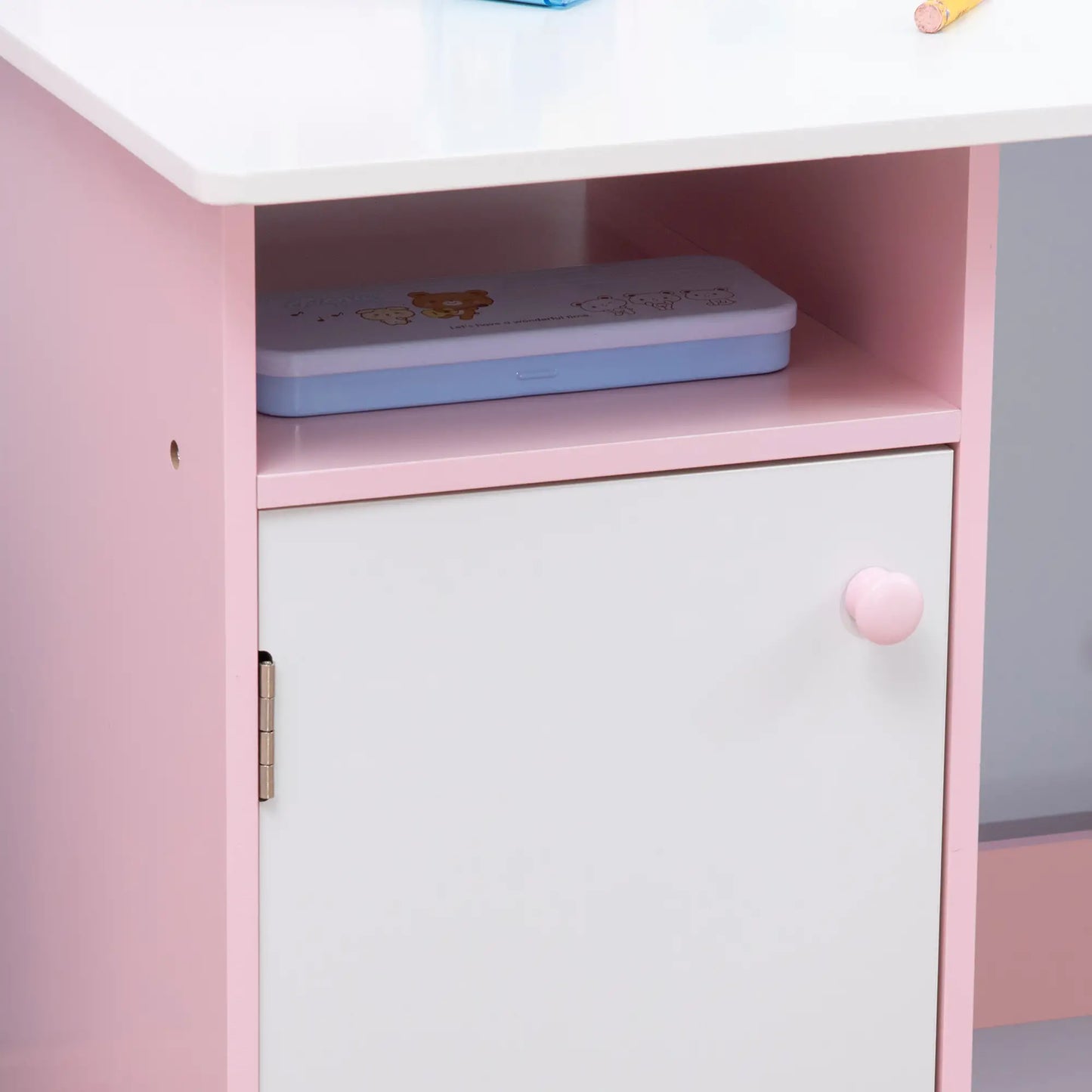 Kids Desk and Chair Set, 2Pcs, Whiteboard, Storage, Shelves, Pink Kids Table Sets at Gallery Canada