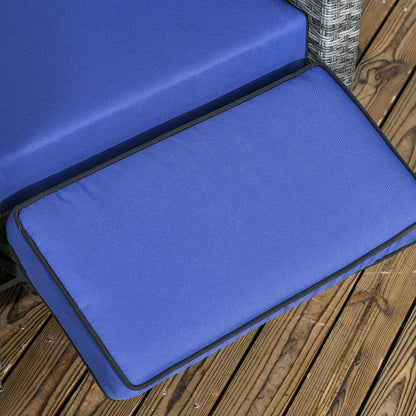 Outdoor Recliner Chair, Adjustable Backrest, Cushion, Side Tray, Dark Blue Wicker Chaise Loungers at Gallery Canada