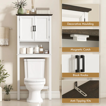 Over The Toilet Storage Cabinet, Open Shelf, Adjustable Bar, White Over The Toilet Storage at Gallery Canada