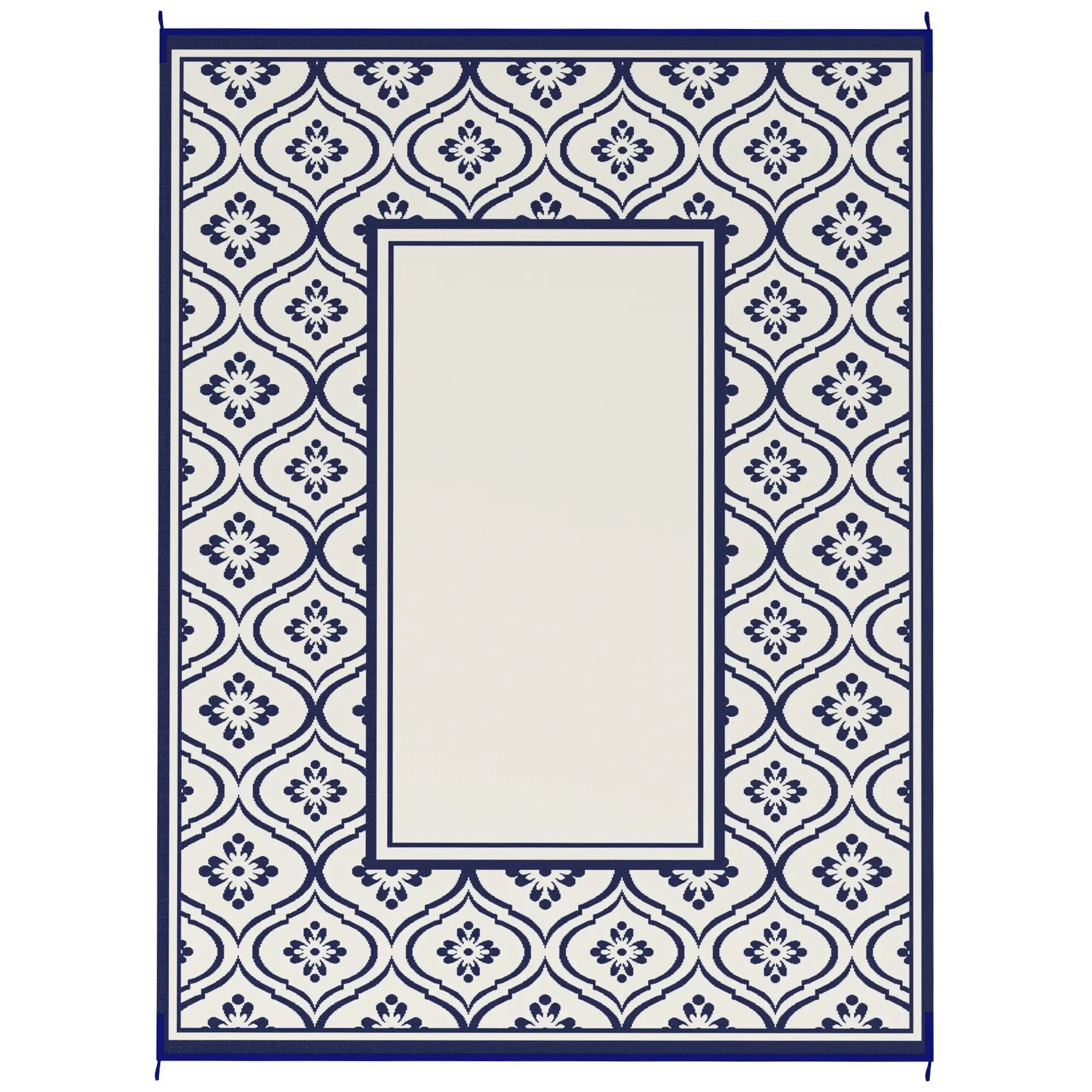 9' x 12' Outdoor RV Rug, Reversible, Gourd Border, Blue White, Blue Garden Decor Blue and White at Gallery Canada
