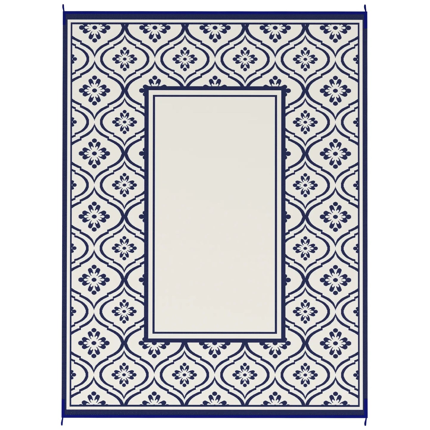 9' x 12' Outdoor RV Rug, Reversible, Gourd Border, Blue White, Blue Garden Decor Blue and White at Gallery Canada