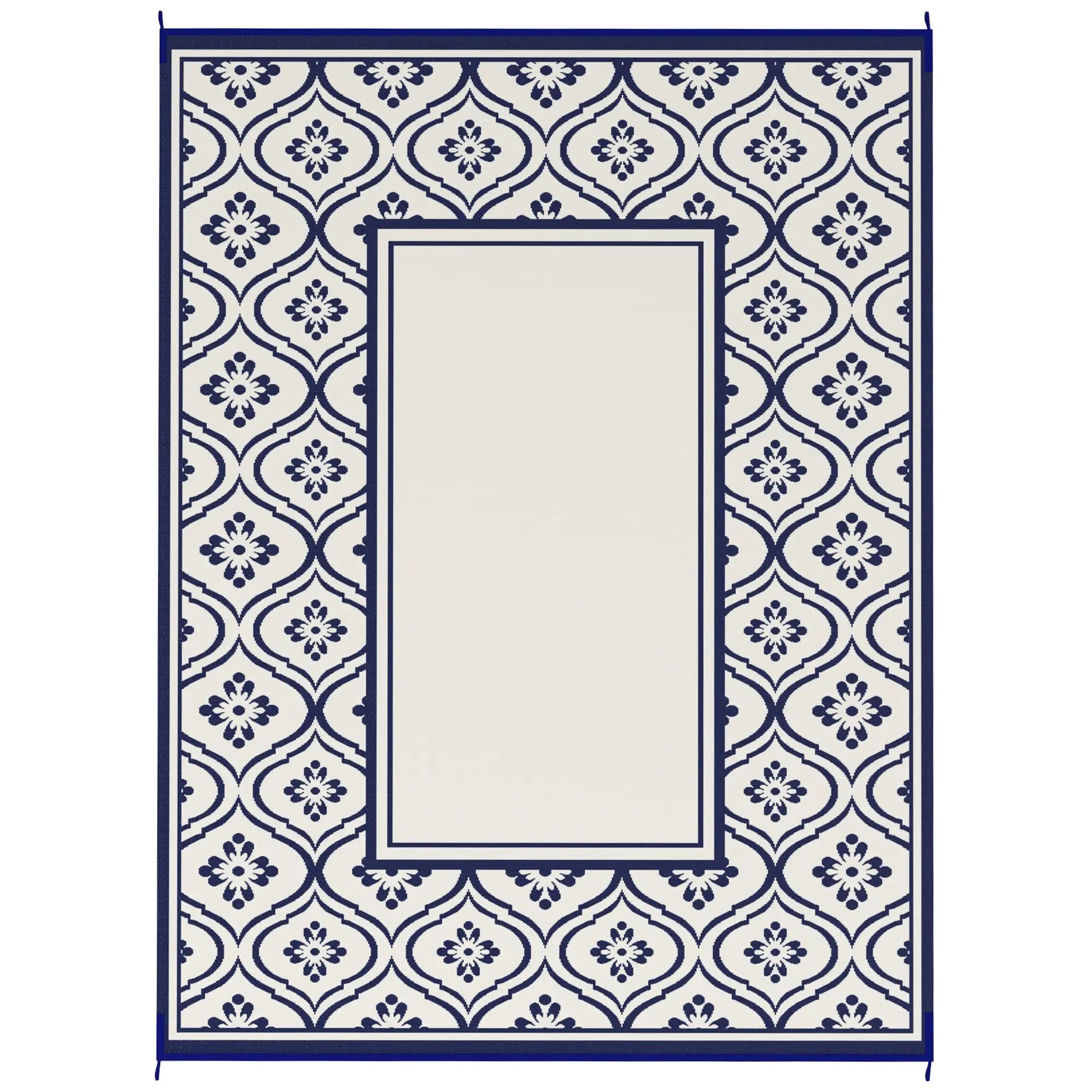9' x 12' Outdoor RV Rug, Reversible, Gourd Border, Blue White, Blue Garden Decor Blue and White at Gallery Canada