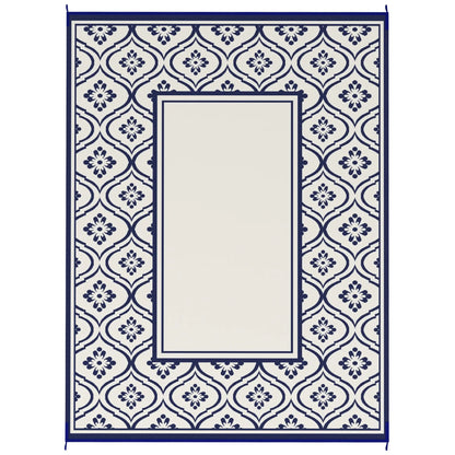9' x 12' Outdoor RV Rug, Reversible, Gourd Border, Blue White, Blue Garden Decor Blue and White at Gallery Canada