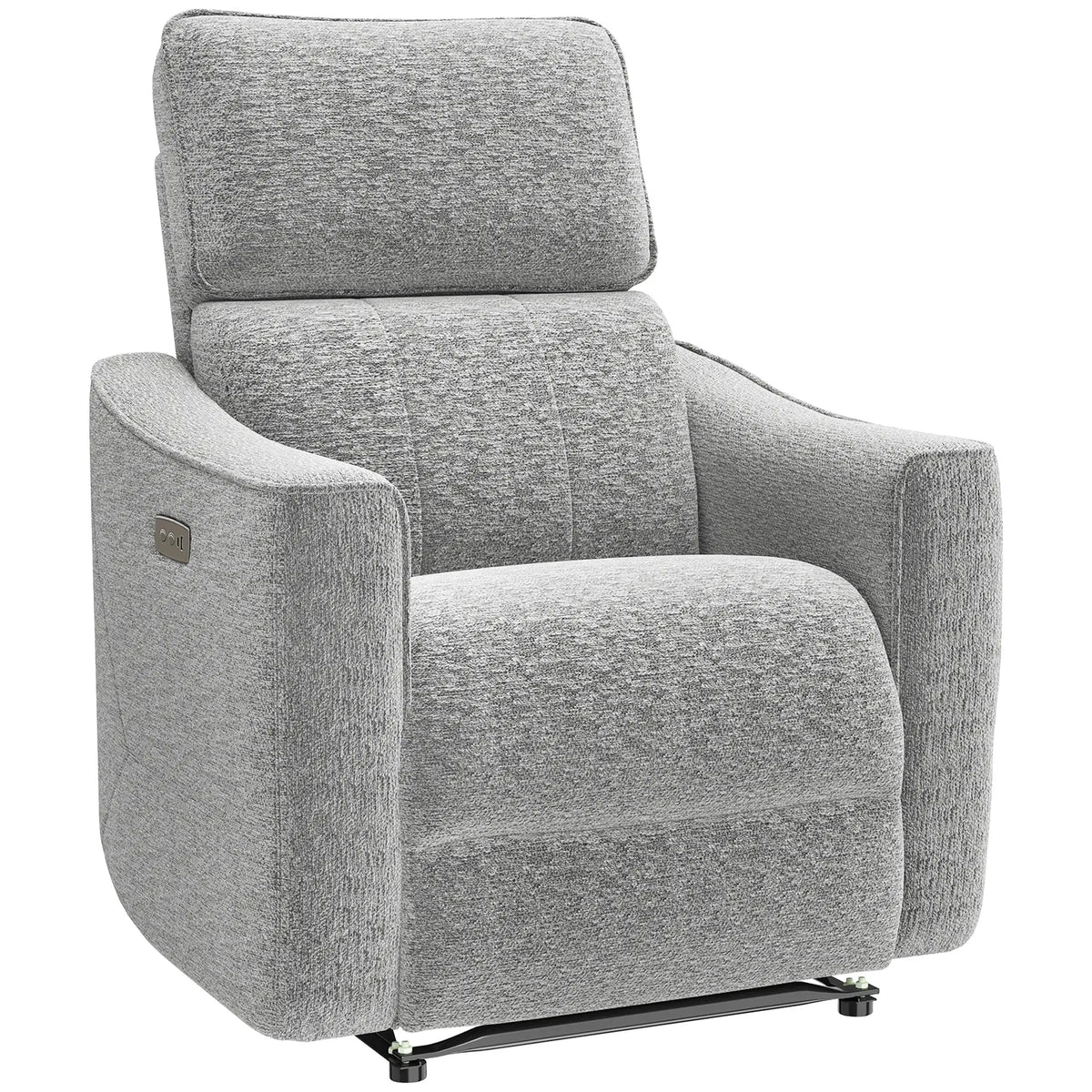Power Recliner Chair, Linen Fabric, USB Ports, Footrest, Grey Sofas & Reclining Chairs Grey, Black at Gallery Canada